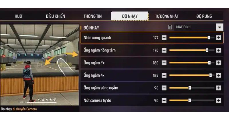 Công thức kết hợp độ nhạy và kích thước nút bắn