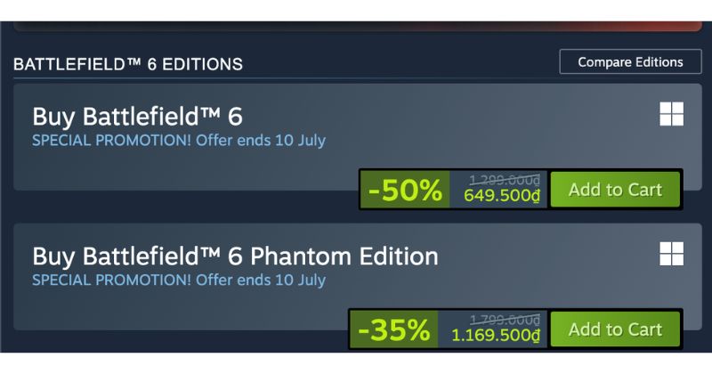 Ưu đãi giảm giá 50% trên Steam cho người yêu thích BF6