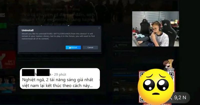 TanVuu xóa game PUBG trực tiếp trên livestream trước hàng chục nghìn khán giả